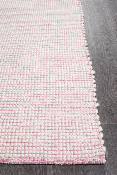 Freya Scandi Pink & White Flatweave Wool Rug